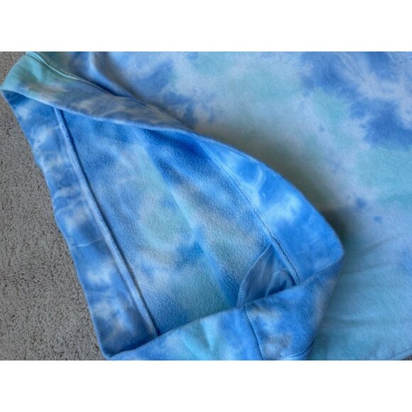 Victoria's Secret PINK Sz Medium Campus Funnel Neck Pullover Hoodie Blue Tie-Dye - Picture 11 of 14